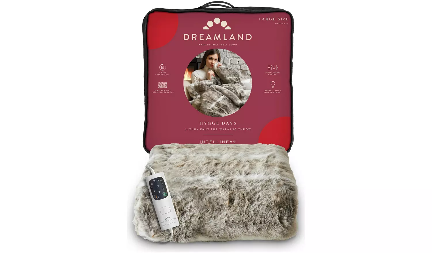 Dreamland Luxury Faux Fur Husky Heated Throw - Large