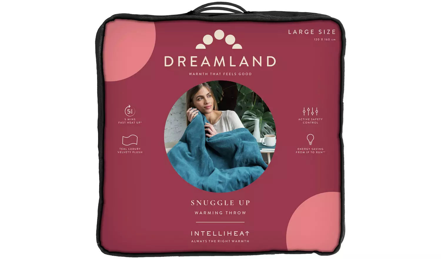 Dreamland Snuggle Up Teal Heated Throw - Large