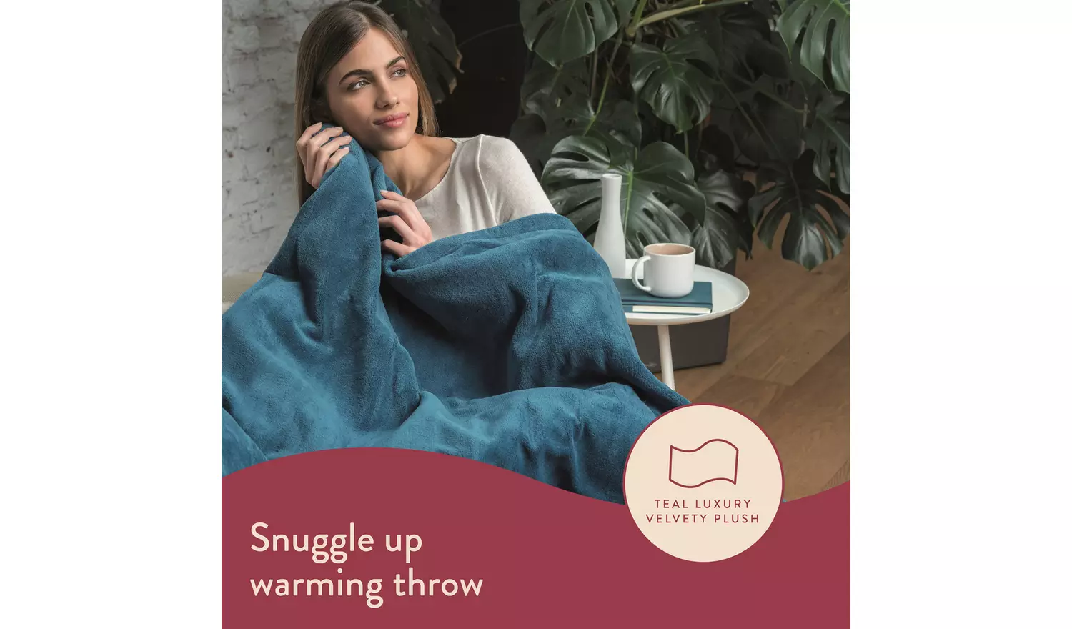 Dreamland Snuggle Up Teal Heated Throw - Large