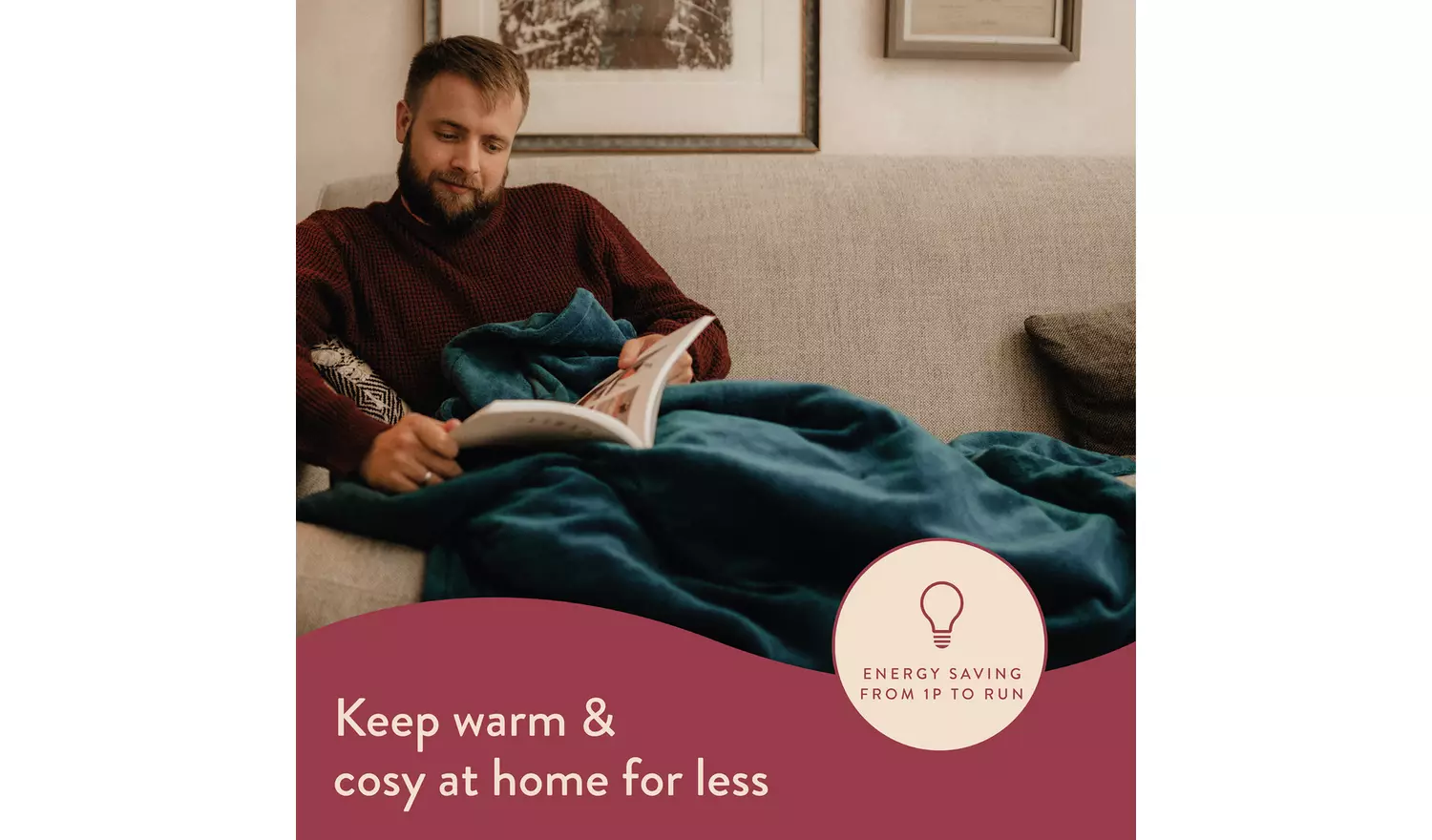 Dreamland Snuggle Up Teal Heated Throw - Large