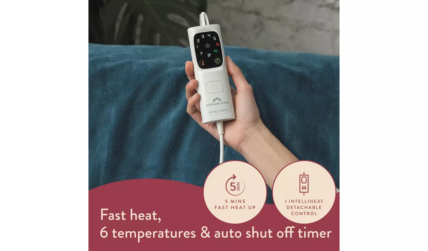 Dreamland Snuggle Up Teal Heated Throw - Large