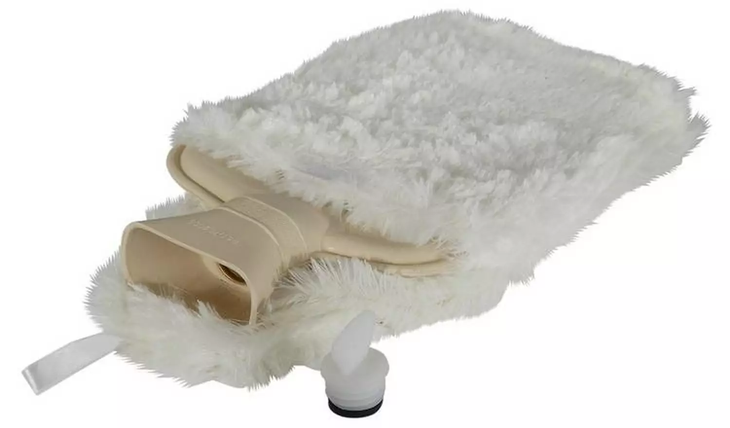 Hot Water Bottle and Fur Cover - Cream