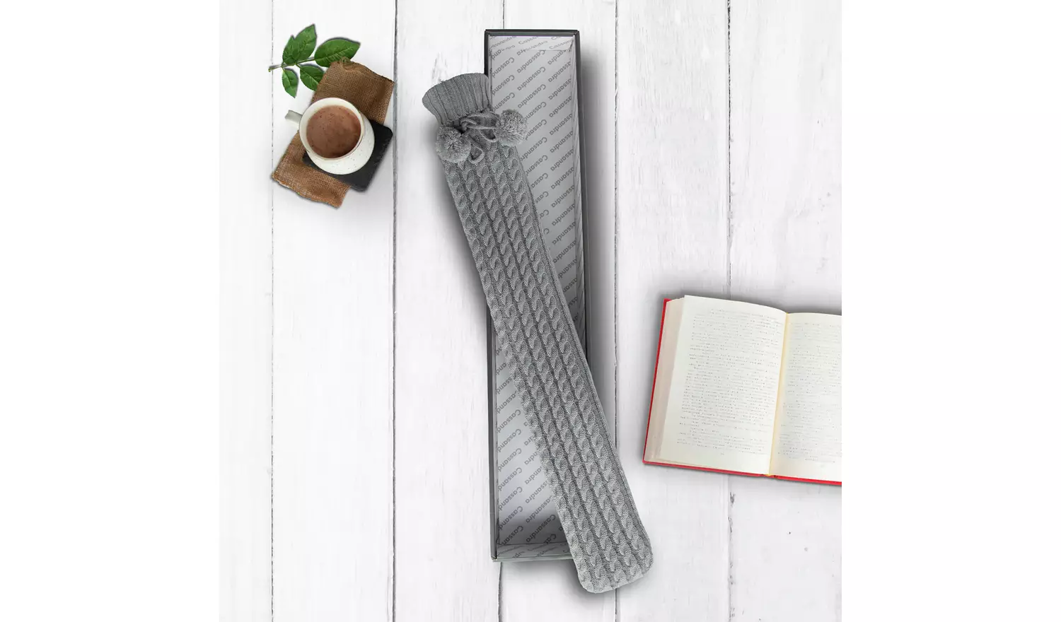 Cassandra Long Cable Knit Hot Water Bottle - Grey