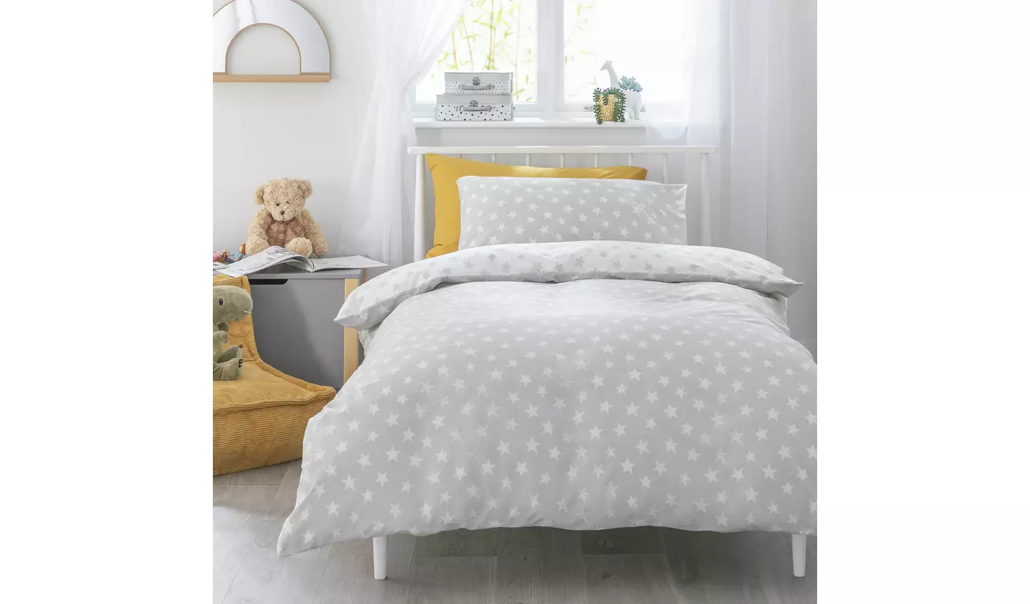 Habitat Kids Reversible Star Grey Bedding Set - Single