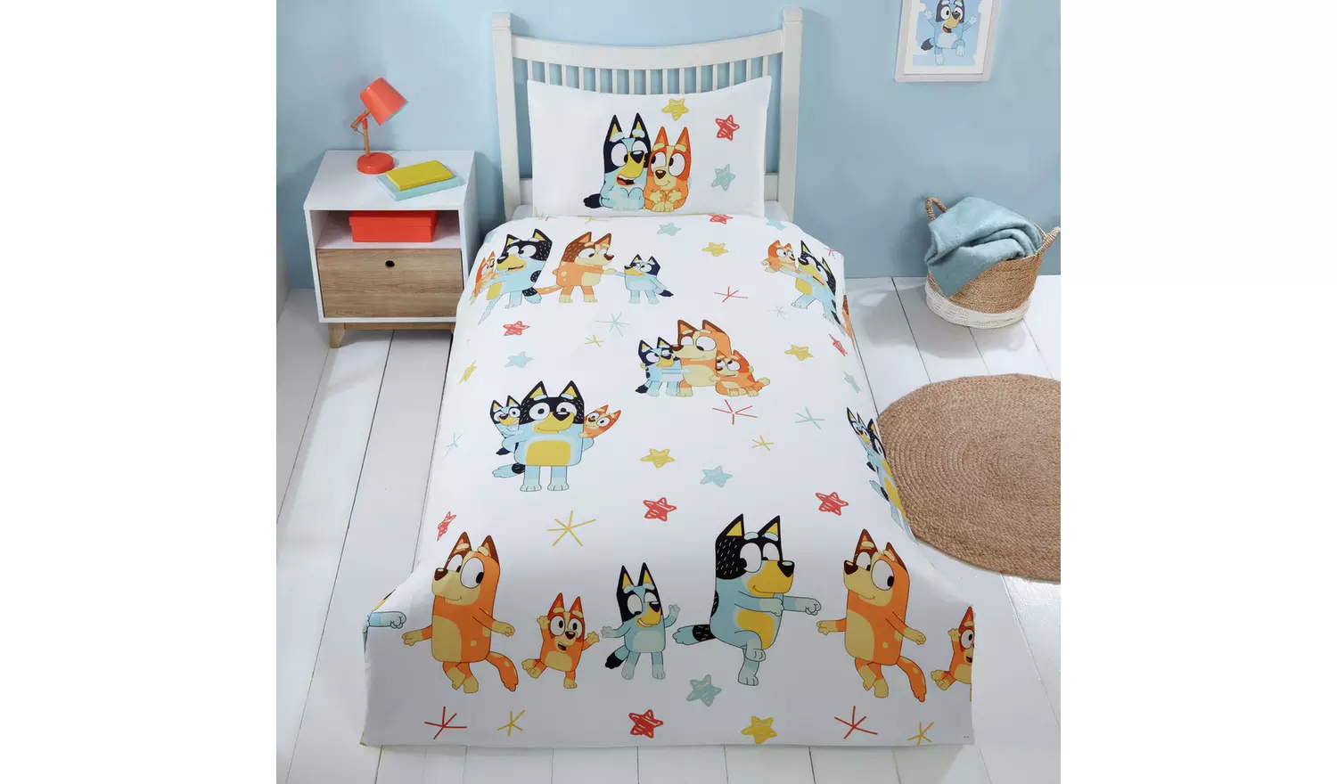 Bluey Celebrate Cotton Blue & White Kids Bedding Set- Single
