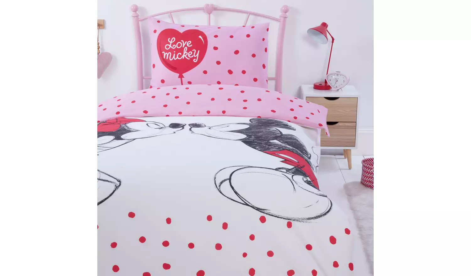 Disney Cotton Mickey & Minnie Kids Bedding Set - Single