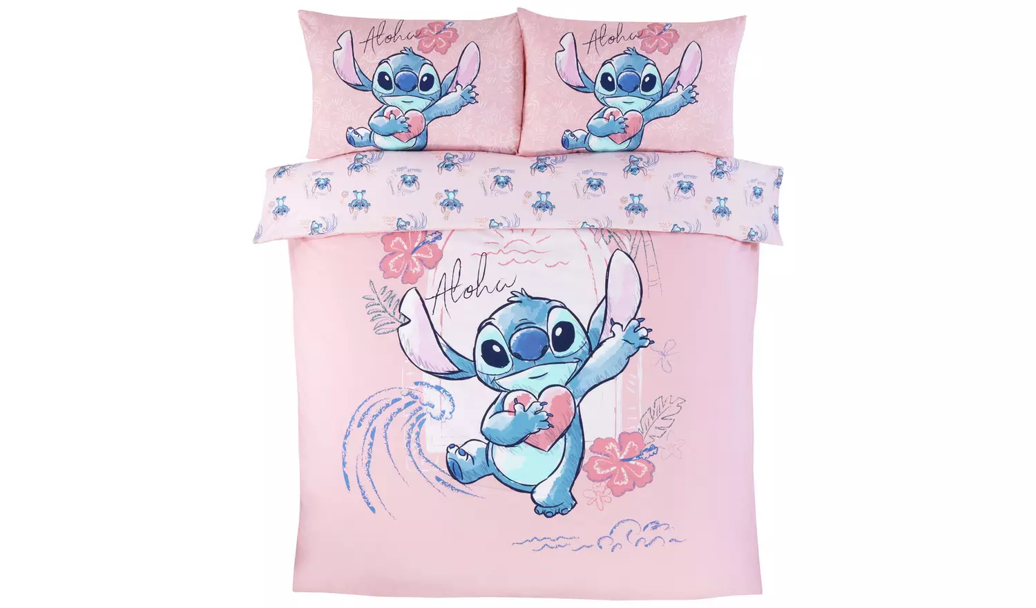 Disney Lilo & Stitch Pink Kids Bedding Set - Double