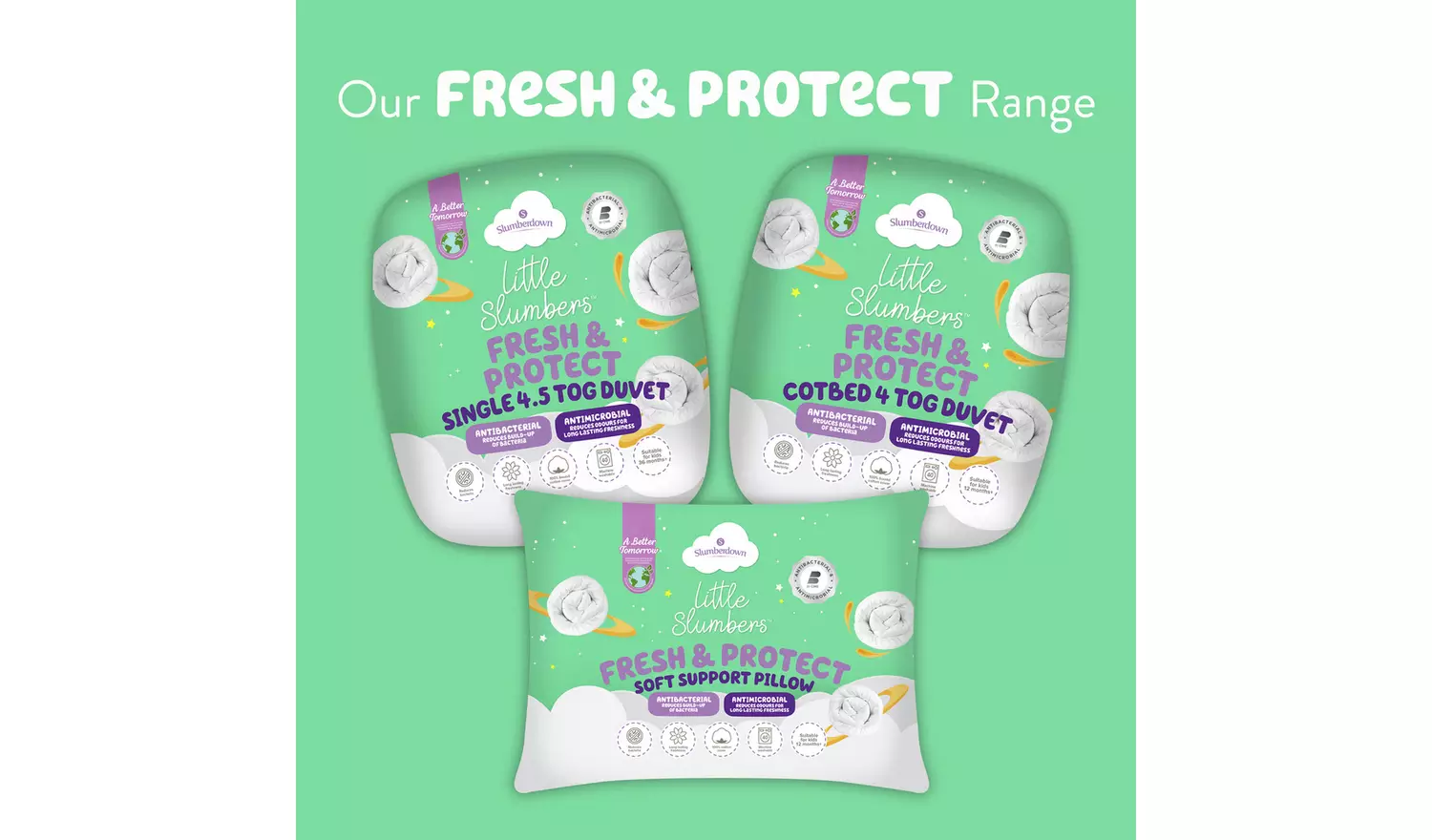 Slumberdown Little Slumbers Fresh & Protect Pillow - Cot Bed