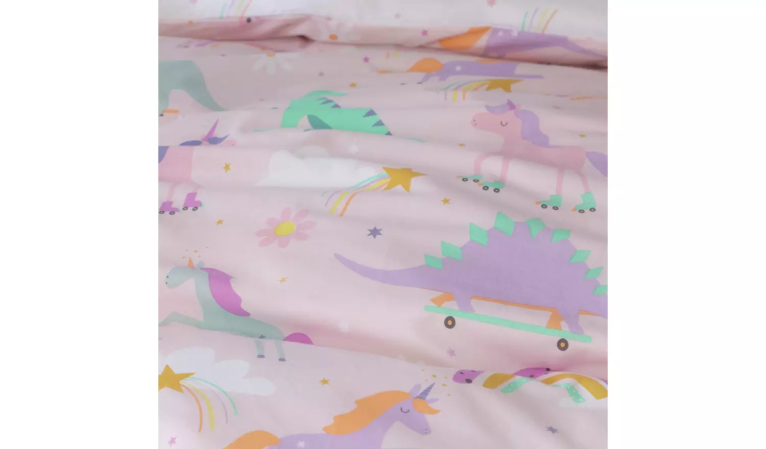 Habitat Unicorn and Dino Print Pink Kids Bedding Set-Single