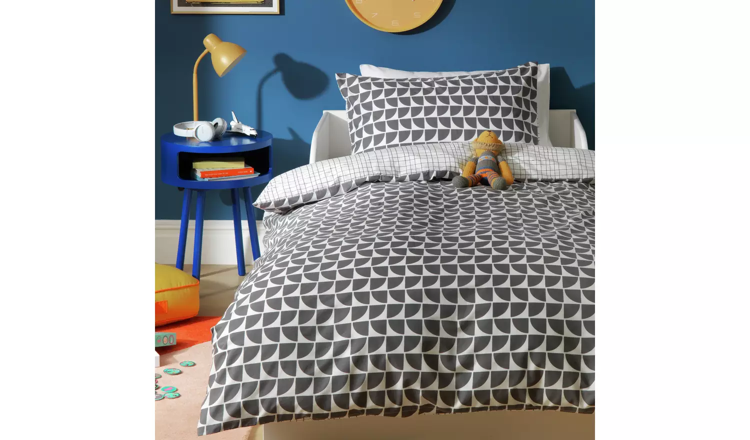 Habitat Kids Monochrome Geo Grey Bedding Set - Single