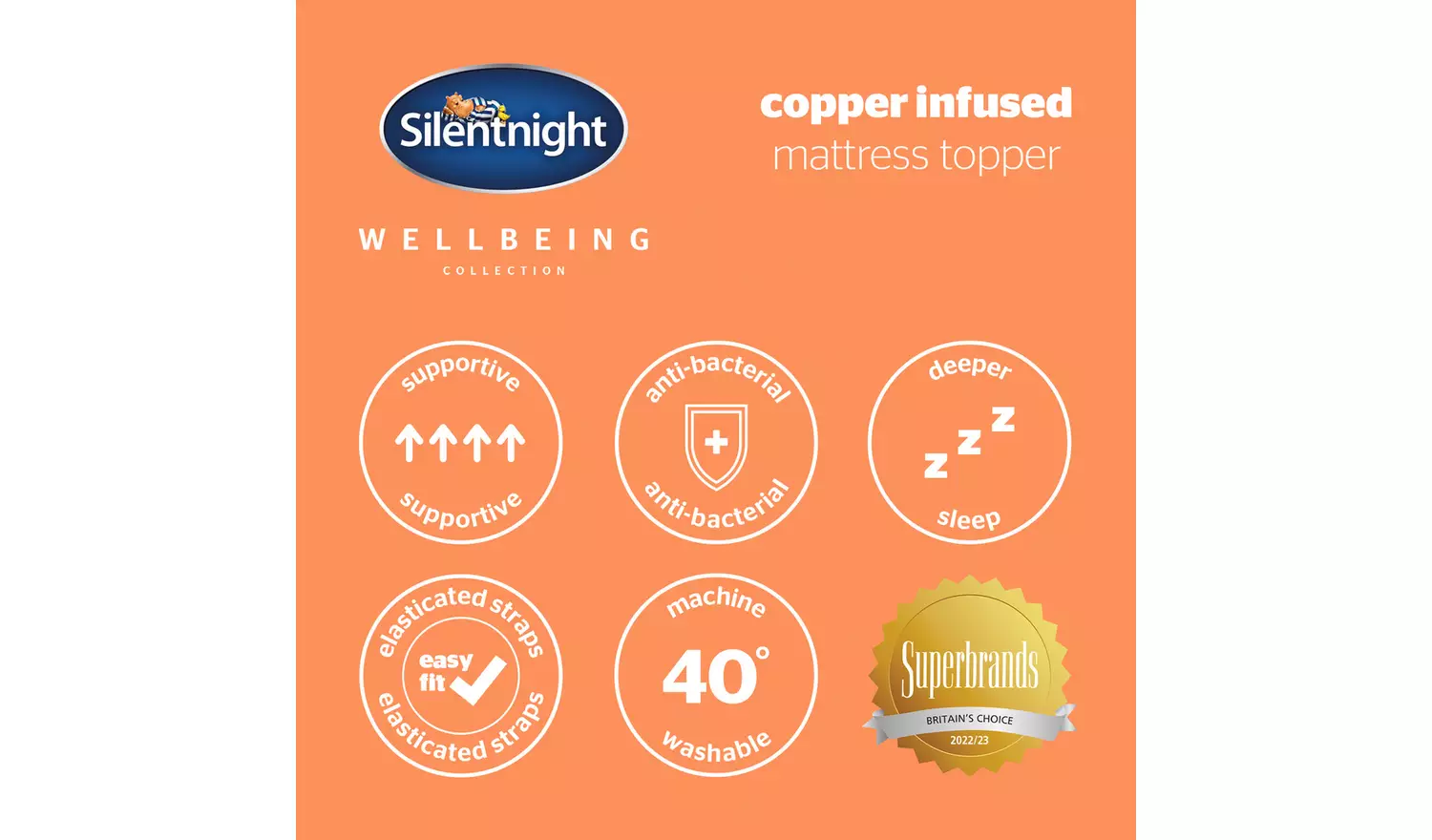 Silentnight Wellbeing Copper Infused Mattress Topper- Double
