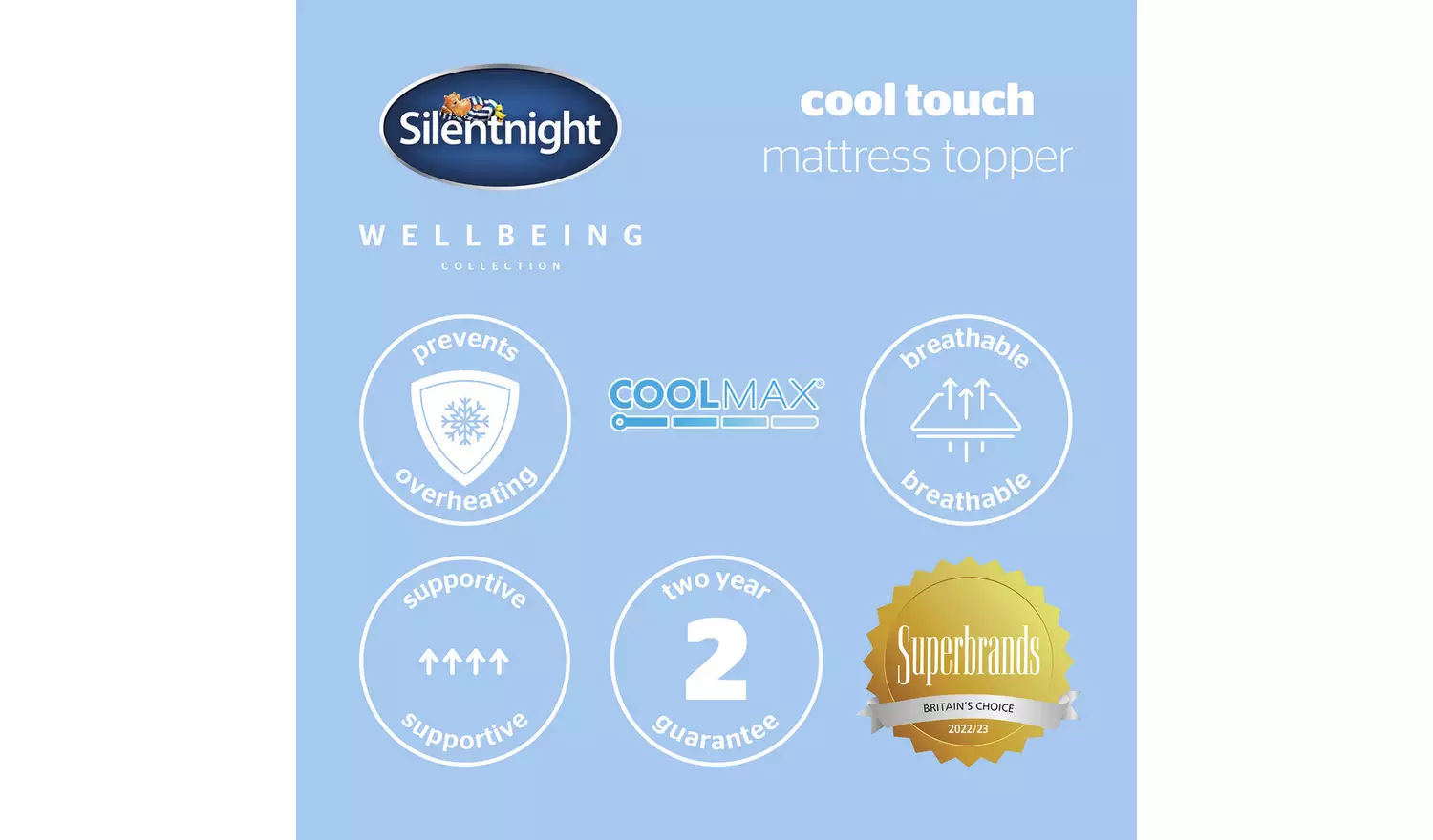 Silentnight Wellbeing Cool Touch Mattress Topper - Double