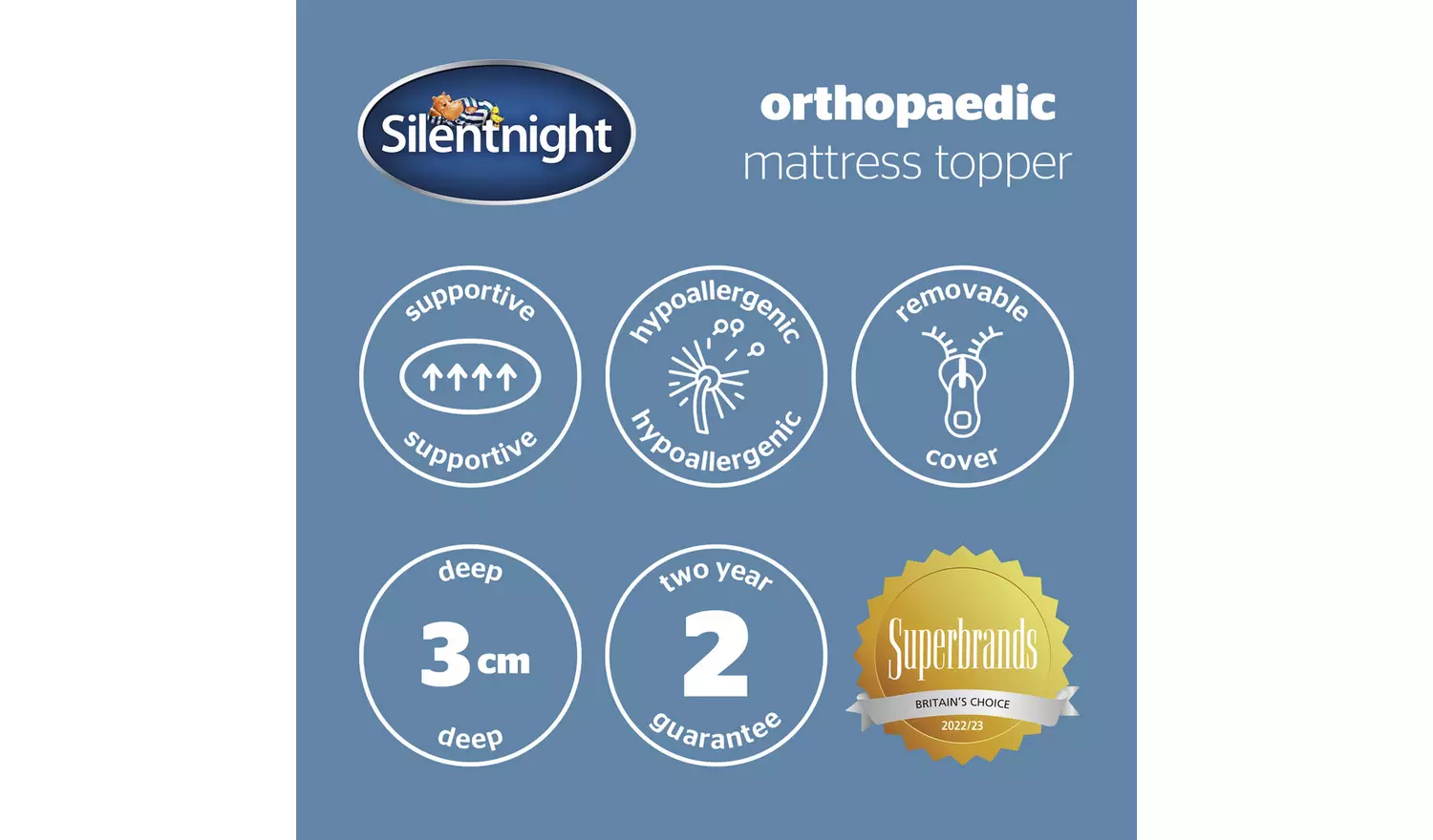 Silentnight Orthopaedic Mattress Topper with Cover- Kingsize