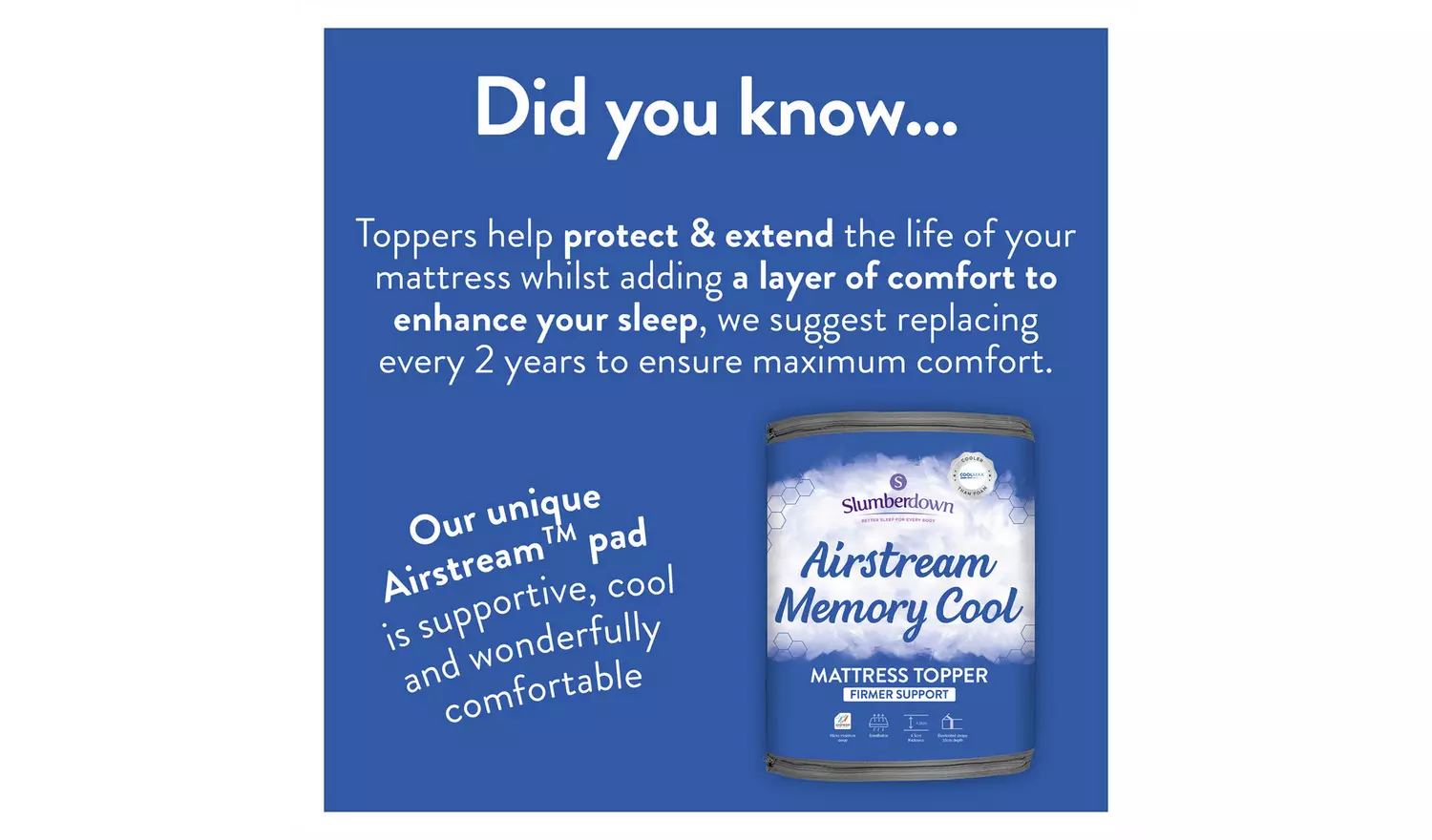 Slumberdown Airstream Memory Fibre Mattress Topper - Double