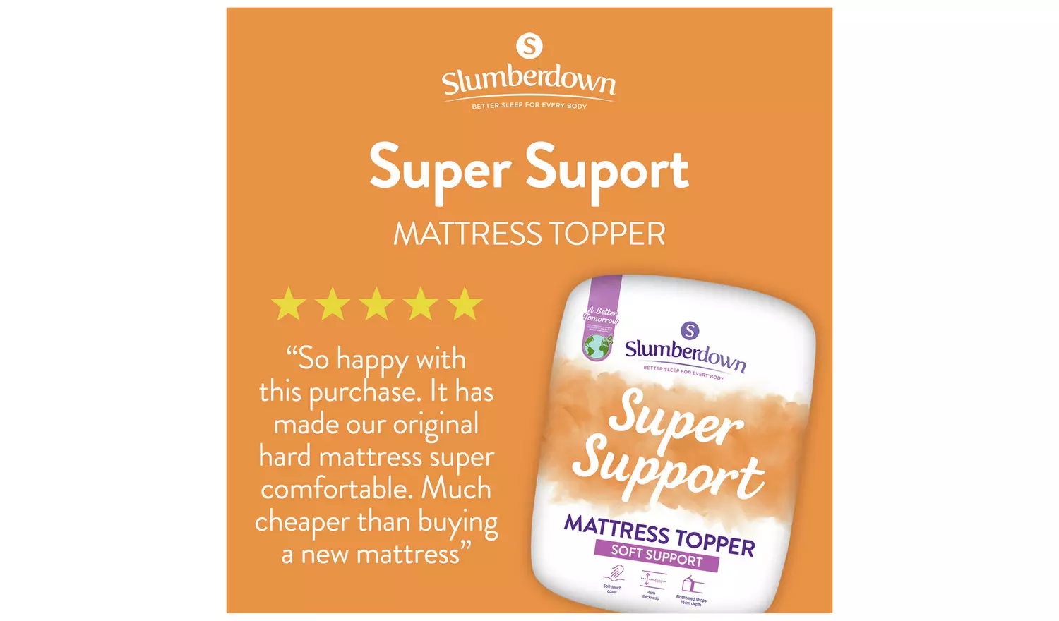 Slumberdown Support 4cm Mattress Topper - Single