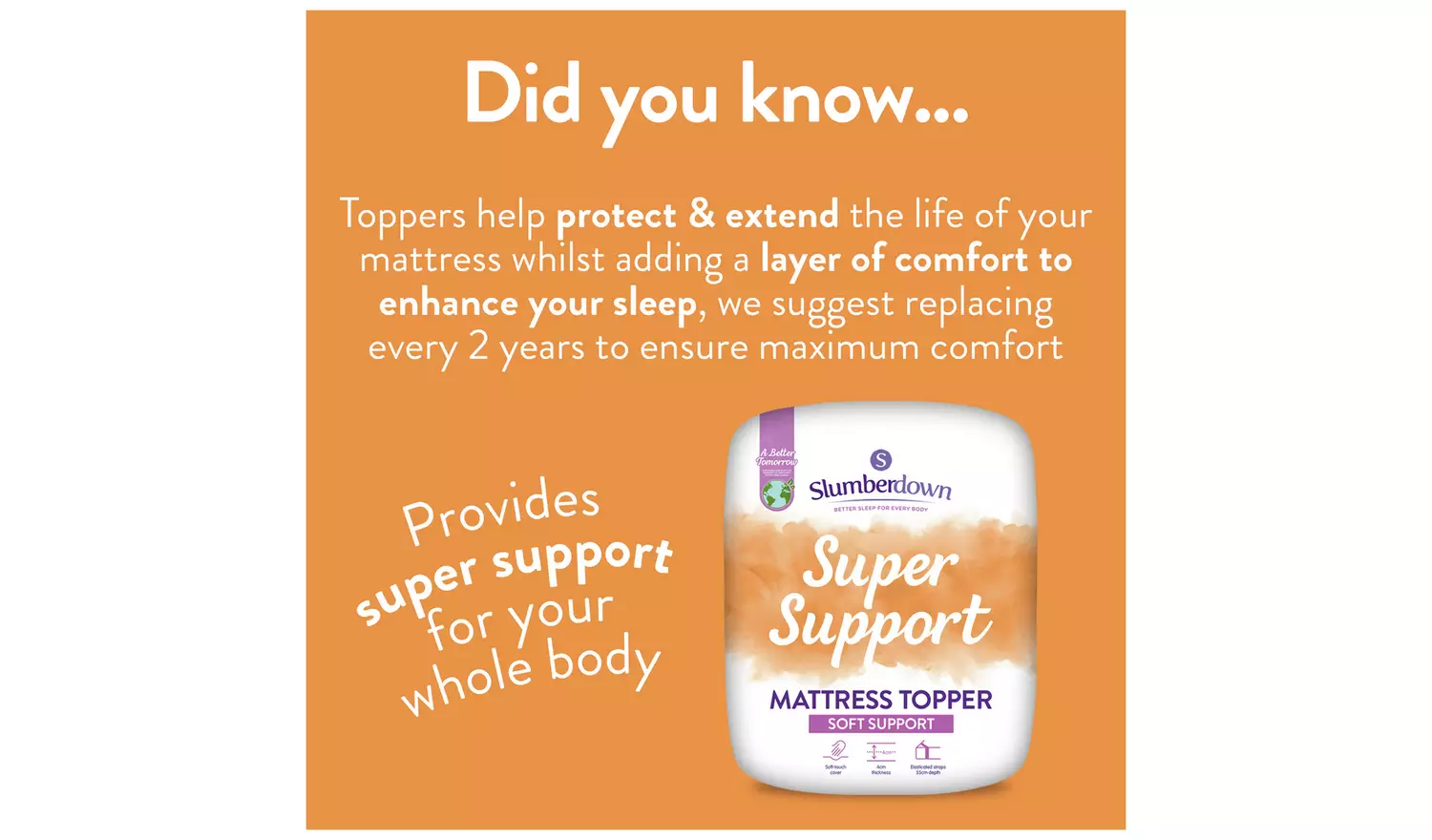 Slumberdown Support 4cm Mattress Topper - Single