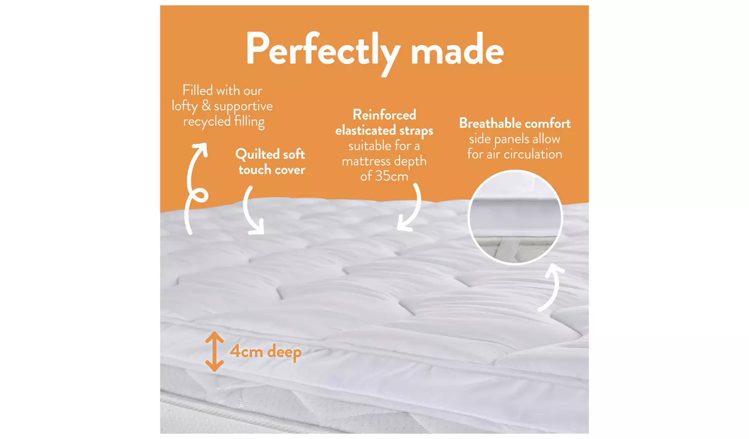 Slumberdown Support 4cm Mattress Topper - Single
