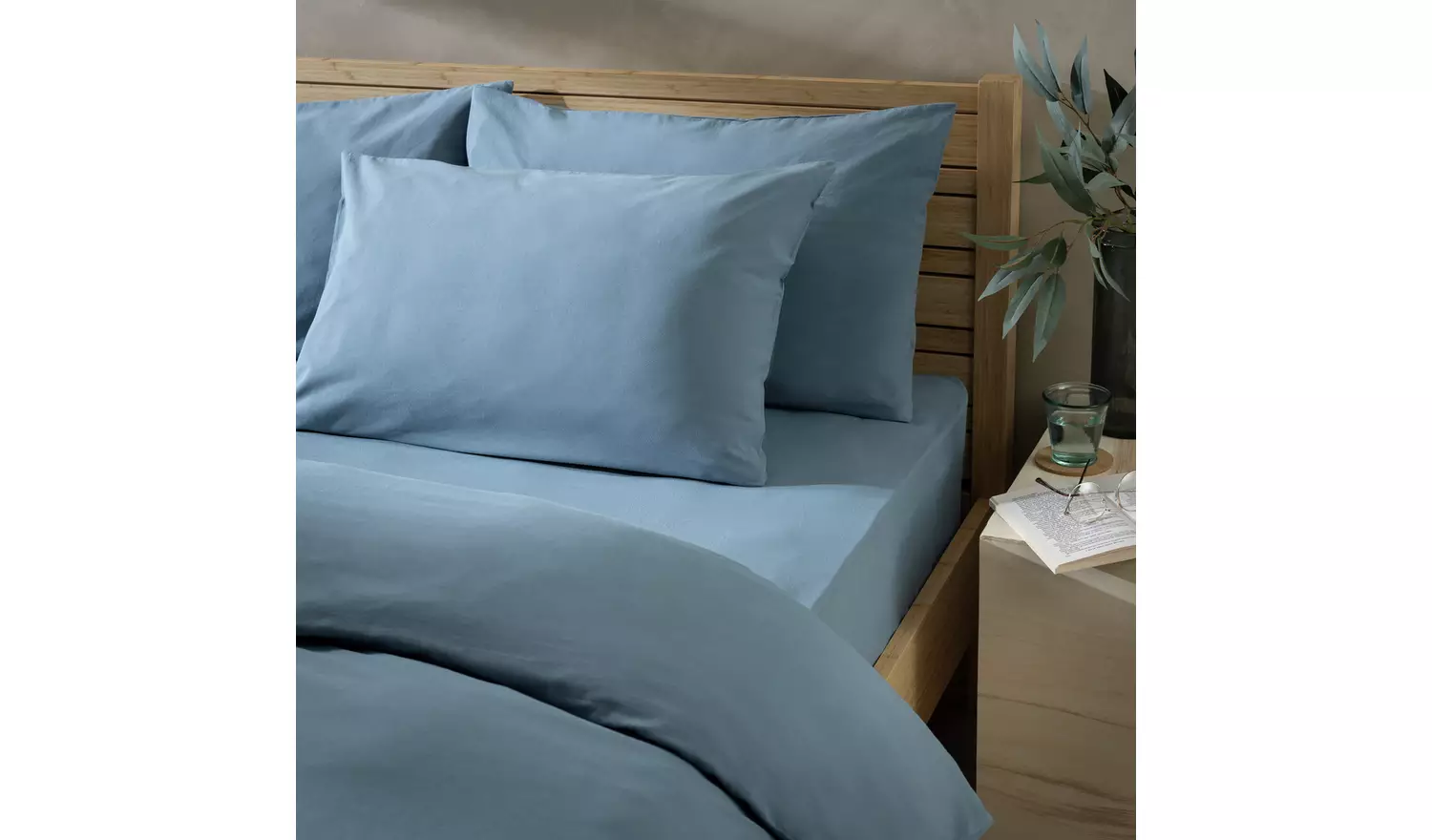 Habitat Cotton Rich 180 TC Standard Pillowcase Pair - Denim