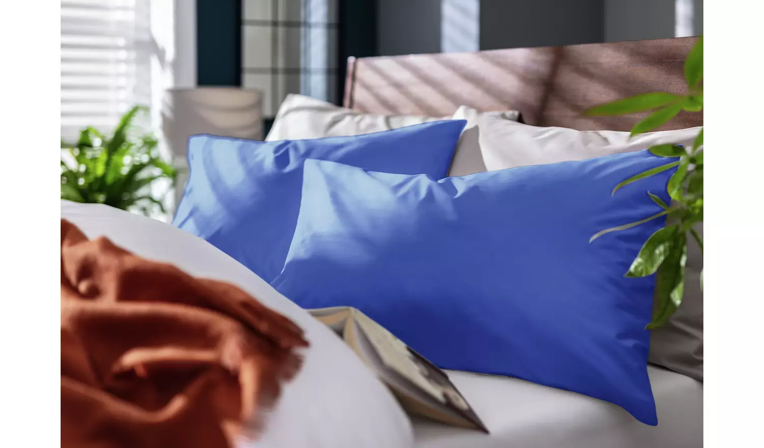 Habitat Plain Standard Pillowcase Pair - Cobalt Blue