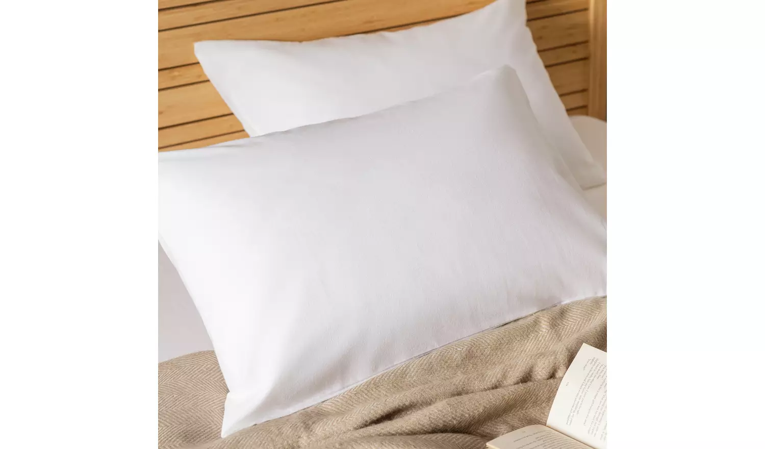 Home Essentials Brushed Cotton Standard Pillowcase Pair -Wht