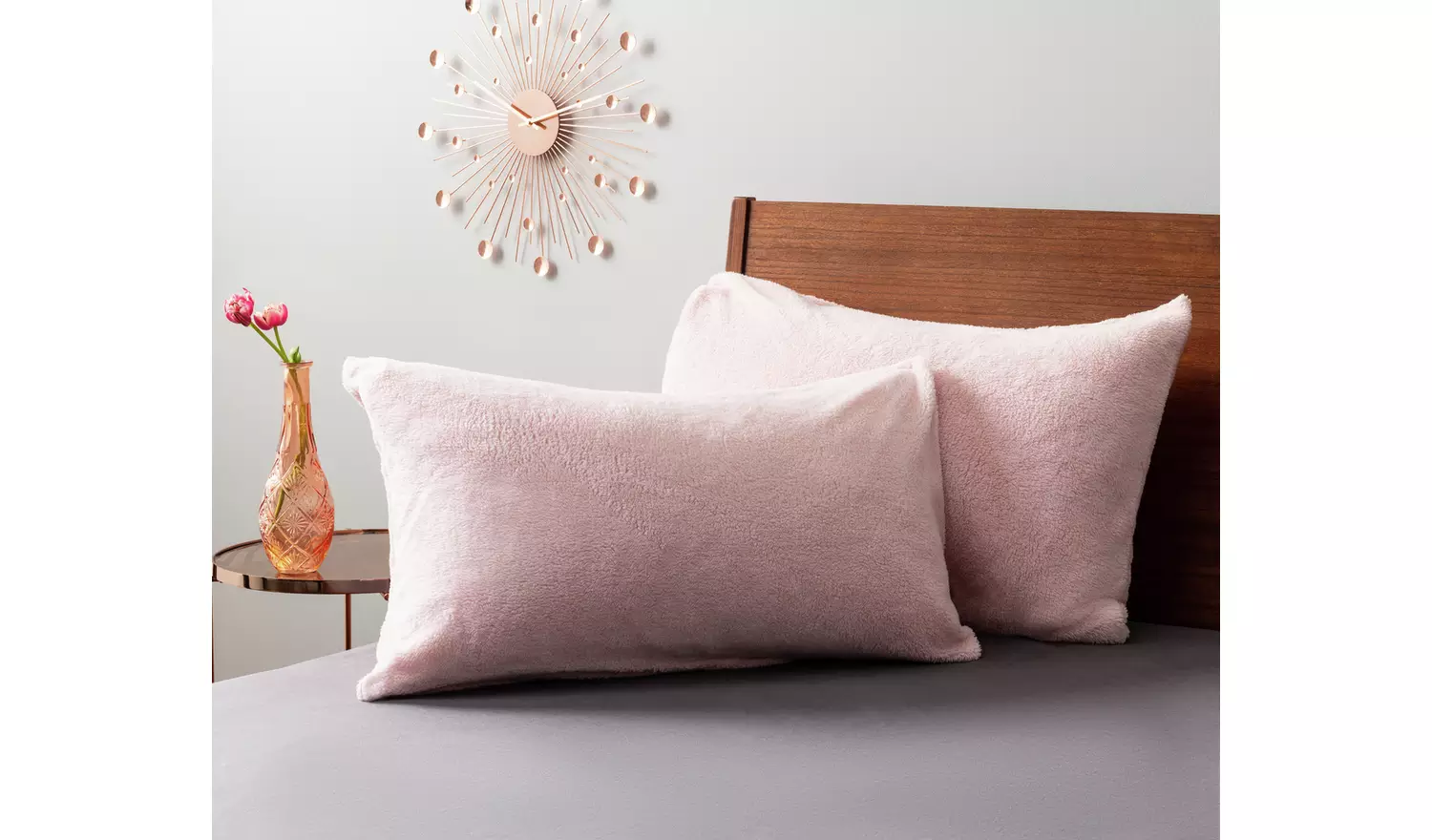 Argos Home Fleece Standard Pillowcase Pair - Blush