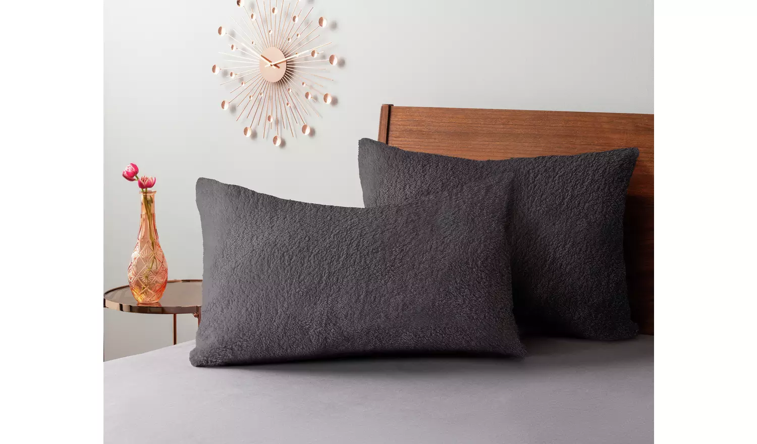 Argos Home Fleece Standard Pillowcase Pair - Grey