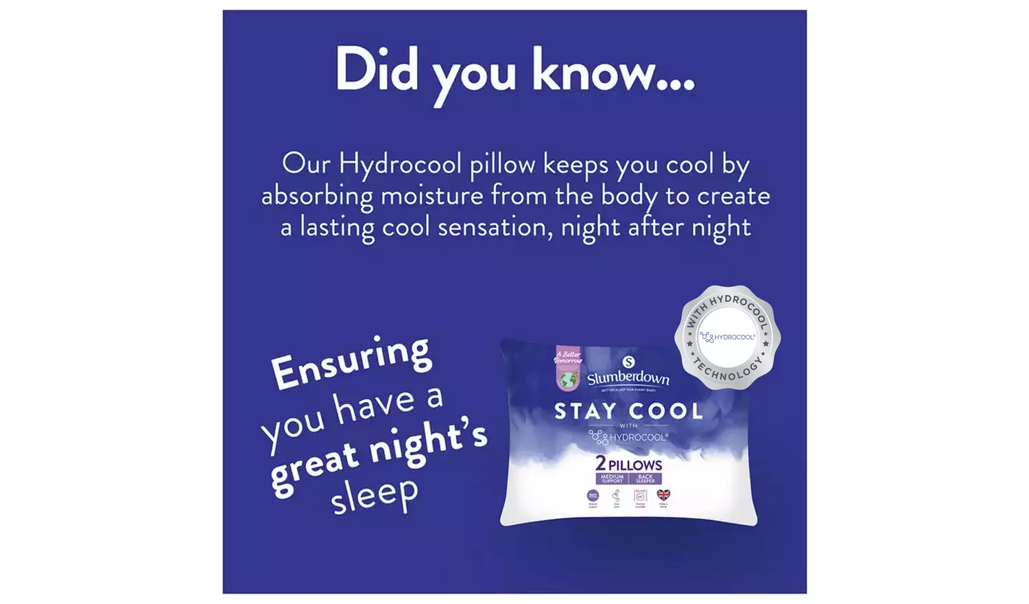 Slumberdown Stay Cool Medium Support Pillow - 2 Pack