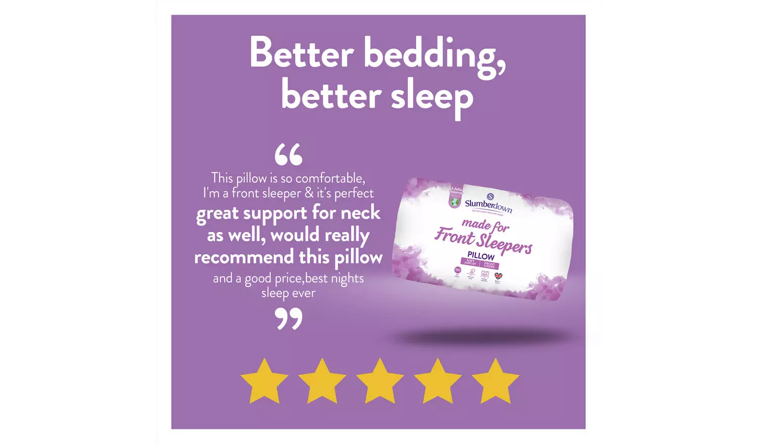 Slumberdown Soft Support Front Sleeper Pillow