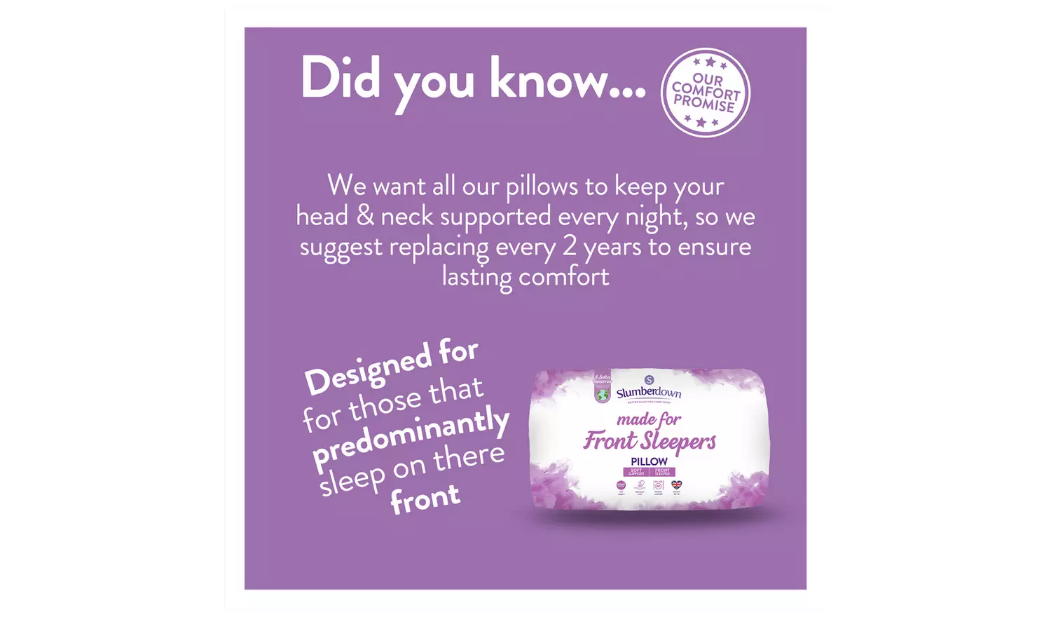 Slumberdown Soft Support Front Sleeper Pillow