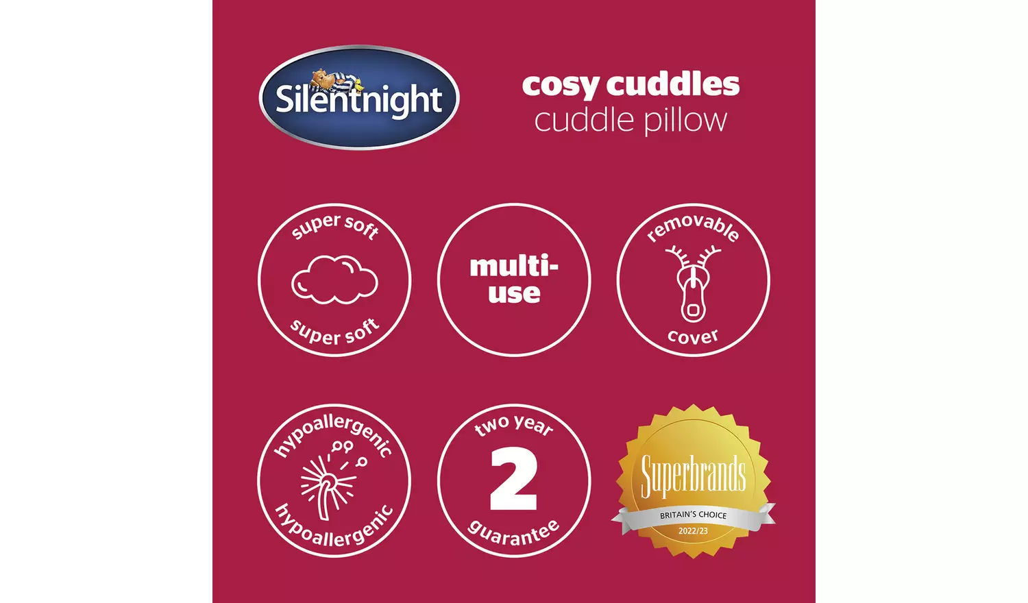 Silentnight Cosy Cuddles Cuddle Pillow - Natural