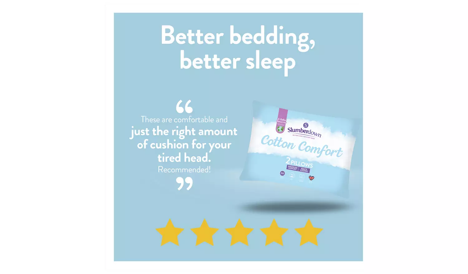 Slumberdown Cotton Comfort Medium Pillow - 2 Pack