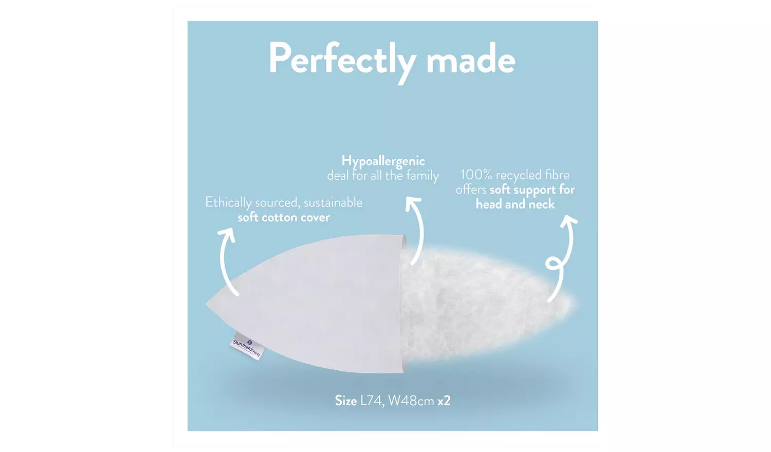 Slumberdown Cotton Comfort Medium Pillow - 2 Pack