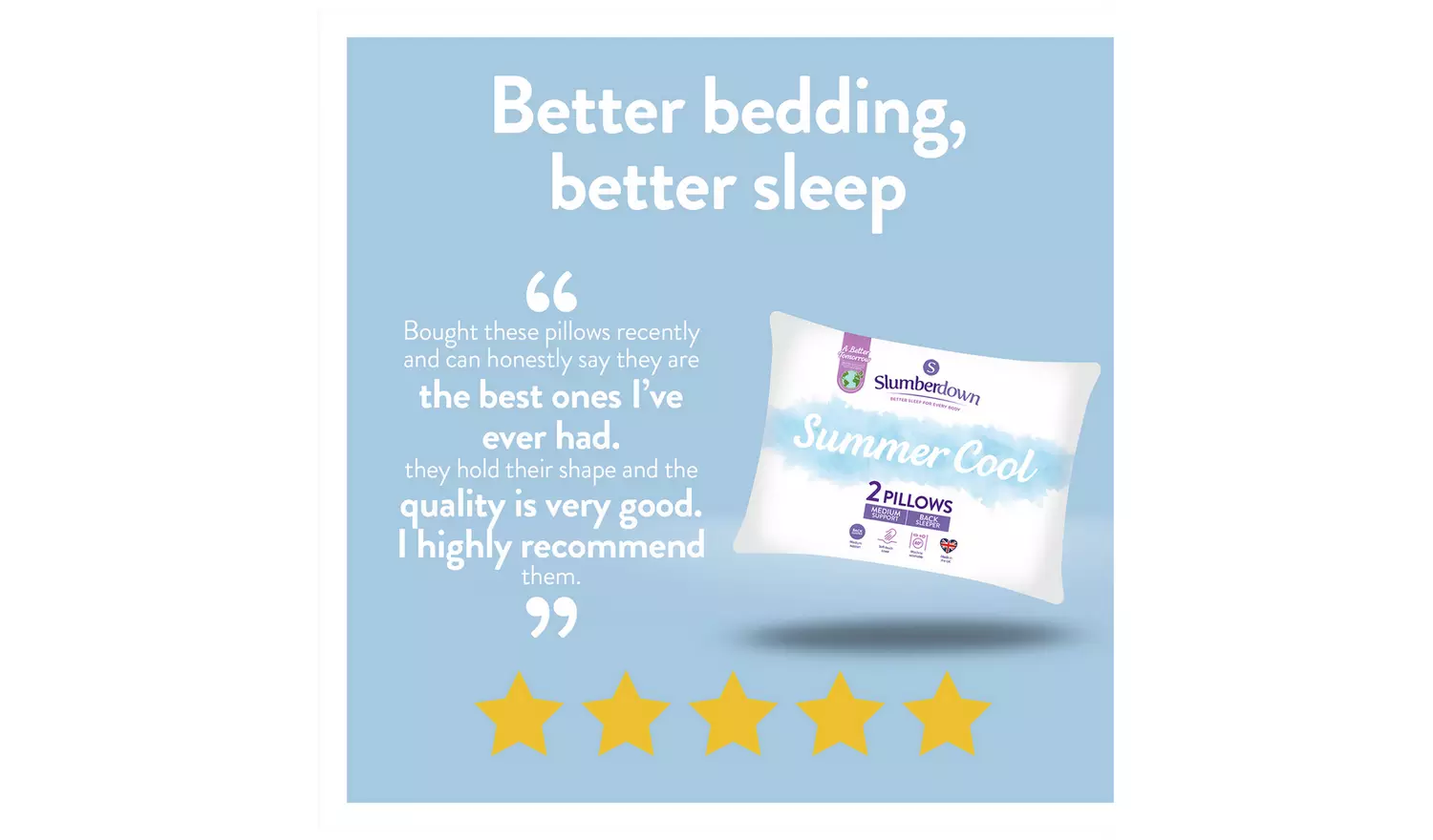 Slumberdown Summer Cool Medium Support Pillow - 2 Pack