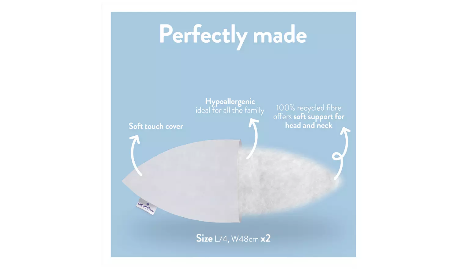 Slumberdown Summer Cool Medium Support Pillow - 2 Pack