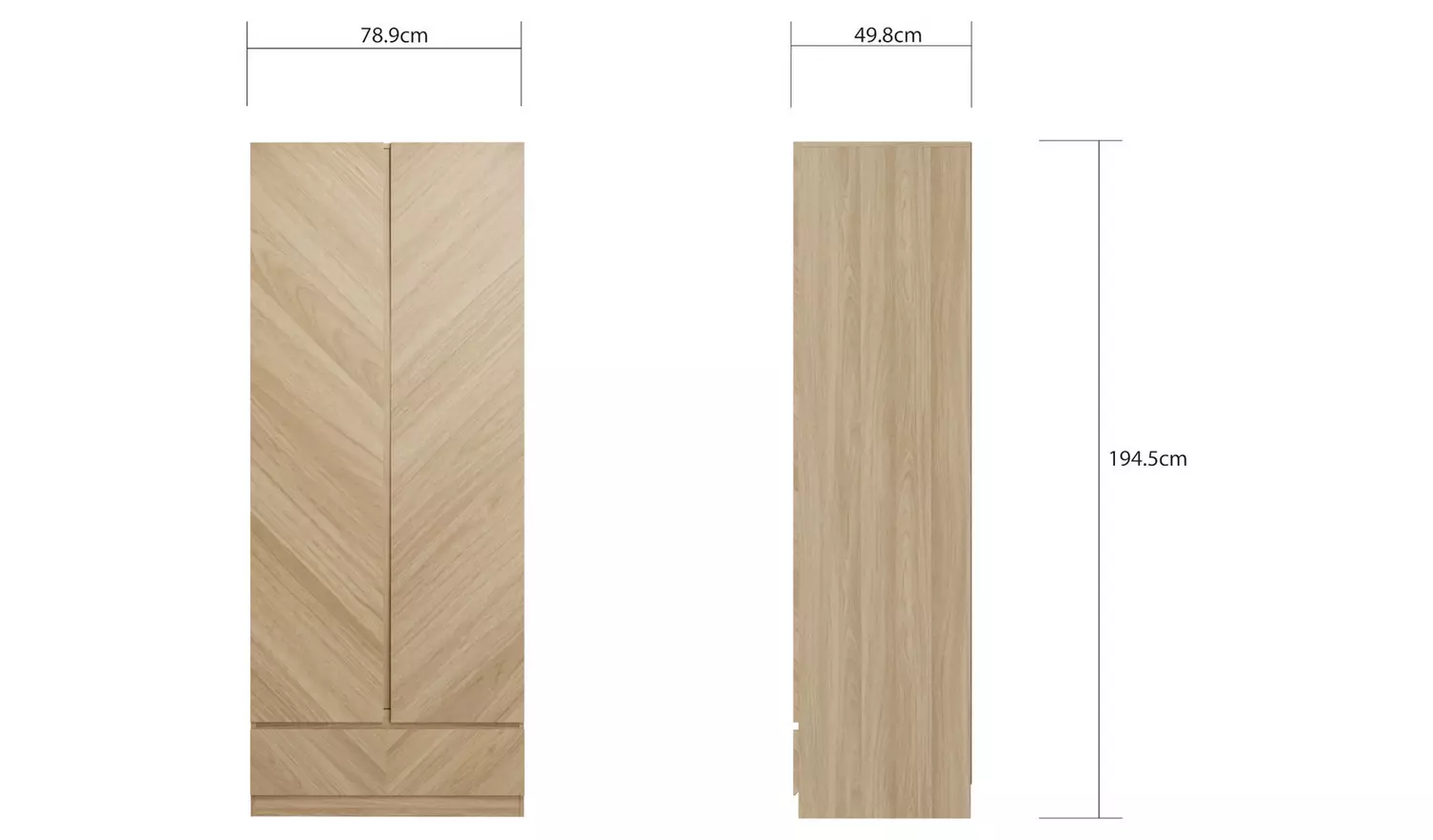 GFW Catania 3 Piece 2 Door Wardrobe Set - Oak