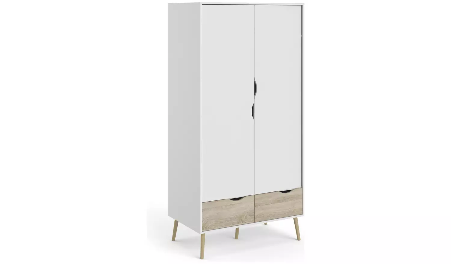 Tvilum Oslo 3 Piece 2 Door Wardrobe Set - White And Oak