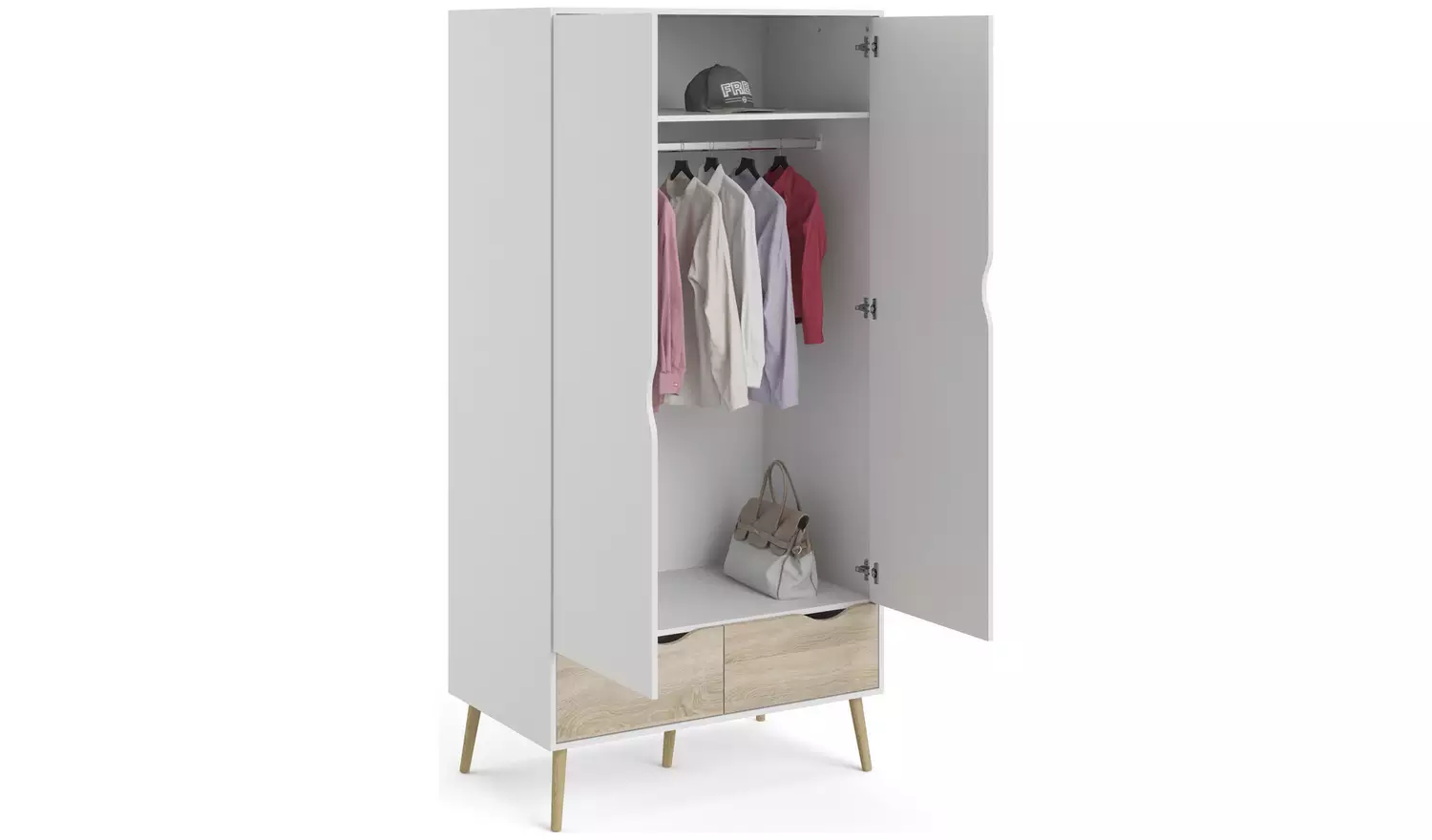 Tvilum Oslo 3 Piece 2 Door Wardrobe Set - White And Oak