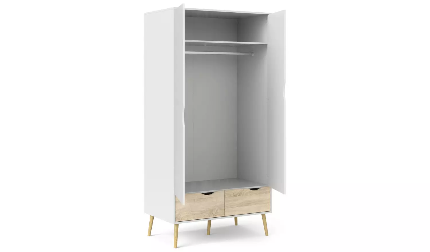 Tvilum Oslo 3 Piece 2 Door Wardrobe Set - White And Oak