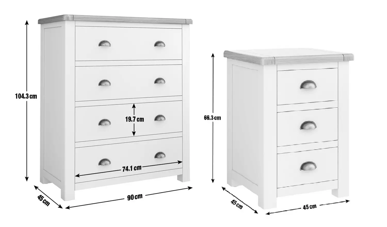 Argos Home Kent 2 Bedsides & 4 Drawer Set - Cream& Oak