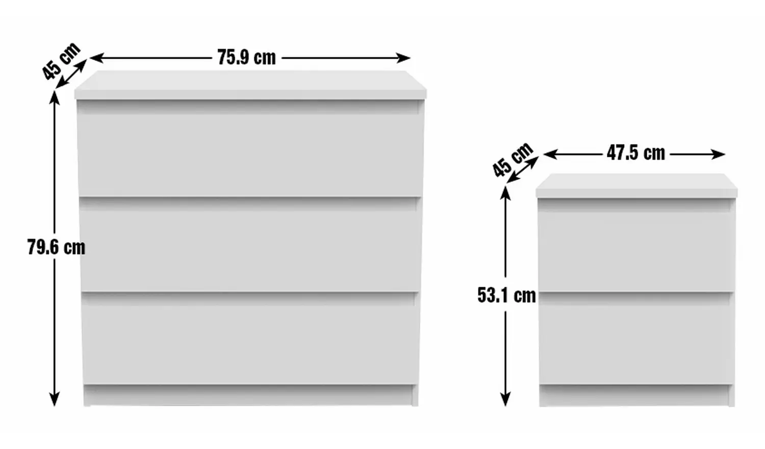Argos Home Jenson Bedside & 3 Drawer Chest Set - Matte White