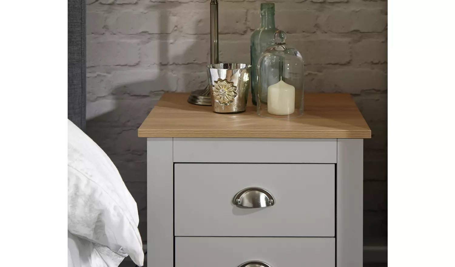 GFW Lancaster 3 Piece 2 Door Wardrobe Set - Grey & Oak