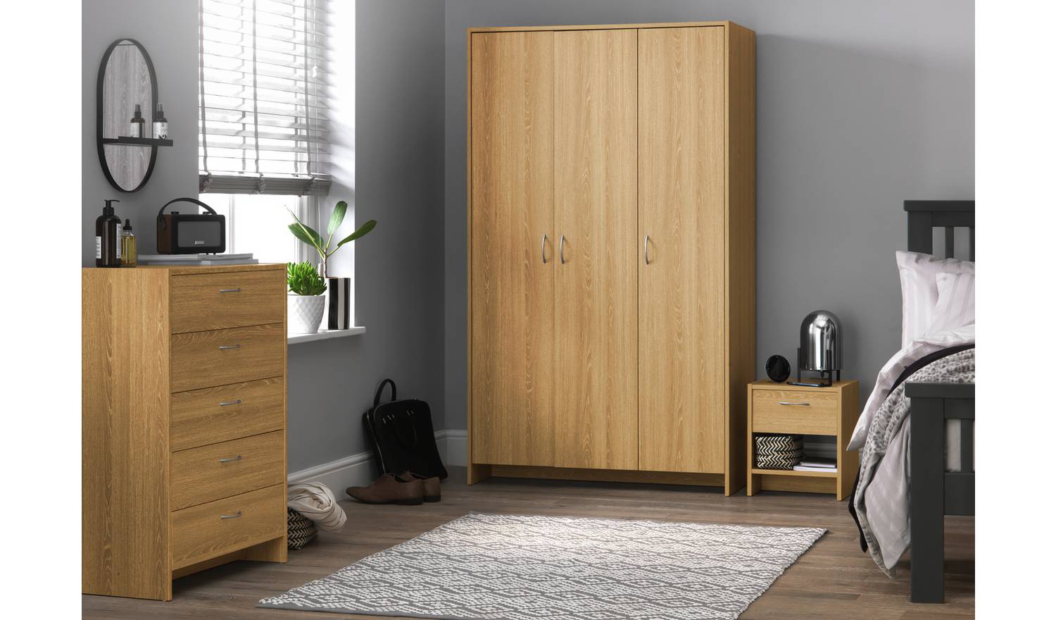 Argos Home Seville 3 Piece 3 Door Wardrobe Set - Oak Effect