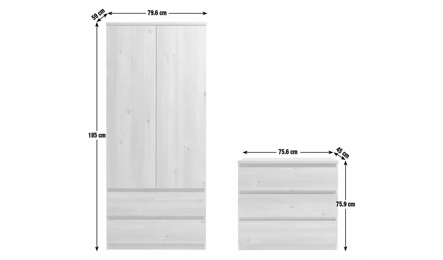 Argos Home Jenson 2 Piece 2 Door Wardrobe Set - Oak Effect