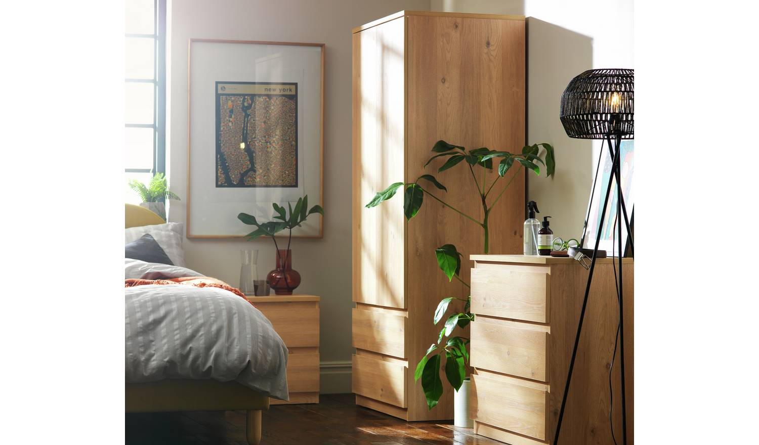 Argos Home Jenson 2 Piece 2 Door Wardrobe Set - Oak Effect