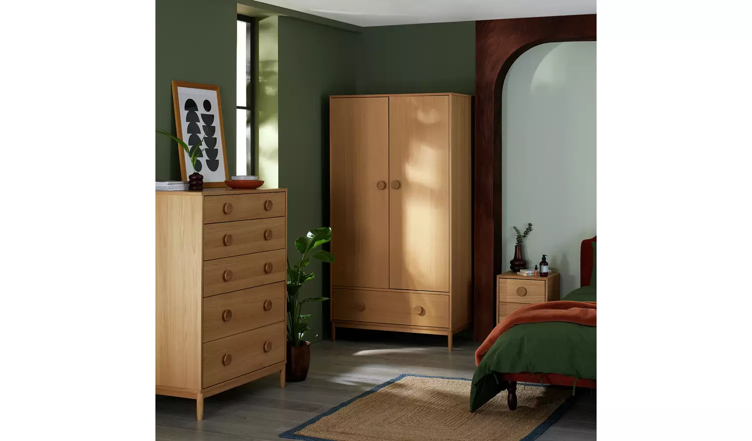Habitat Cornelia 4 Piece 2 Door Wardrobe Set - Oak