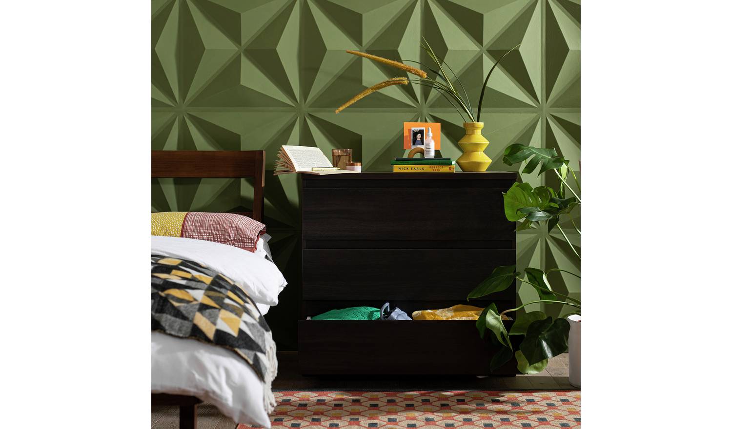 Argos Home Jenson Bedside & 3 Drawer Chest Set - Black Brown