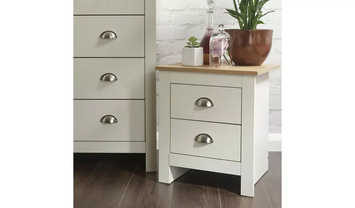 GFW Lancaster 3 Piece 2 Door Wardrobe Set - Cream