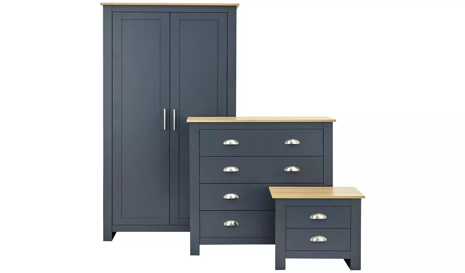 GFW Lancaster 3 Piece 2 Door Wardrobe Set - Blue