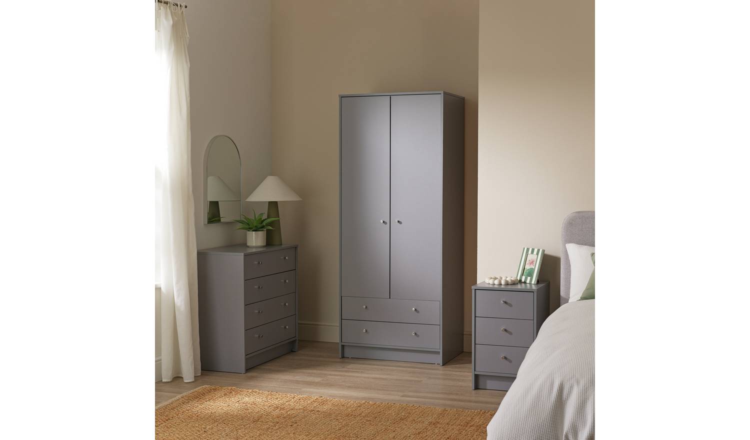 Argos Home Malibu 3 Piece 2 Door Wardrobe Set - Grey