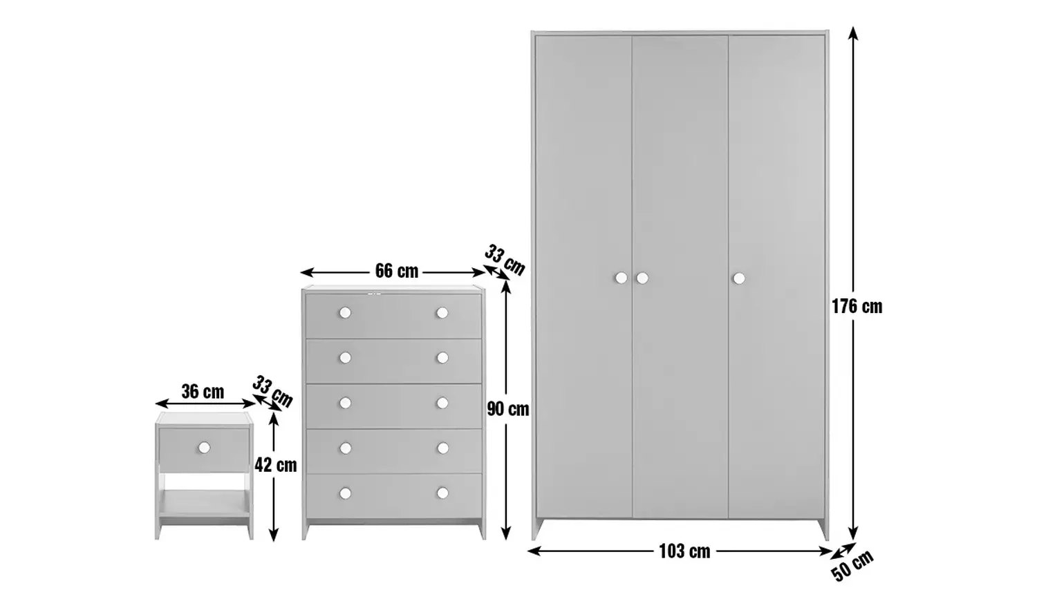 Argos Home Seville 3 Piece 3 Door Wardrobe Set - Grey Oak